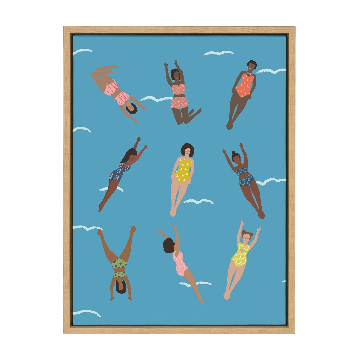 Coastal Swimmers Framed Canvas Wall Art