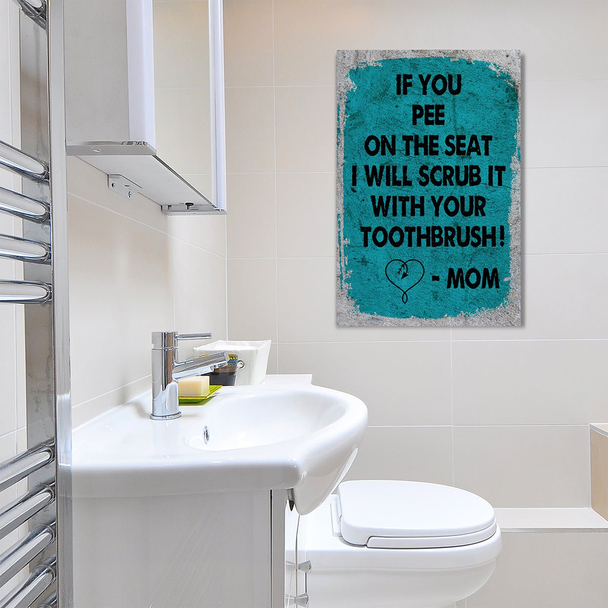 Funny bathroom humor canvas wall art framed toilet quote decor
