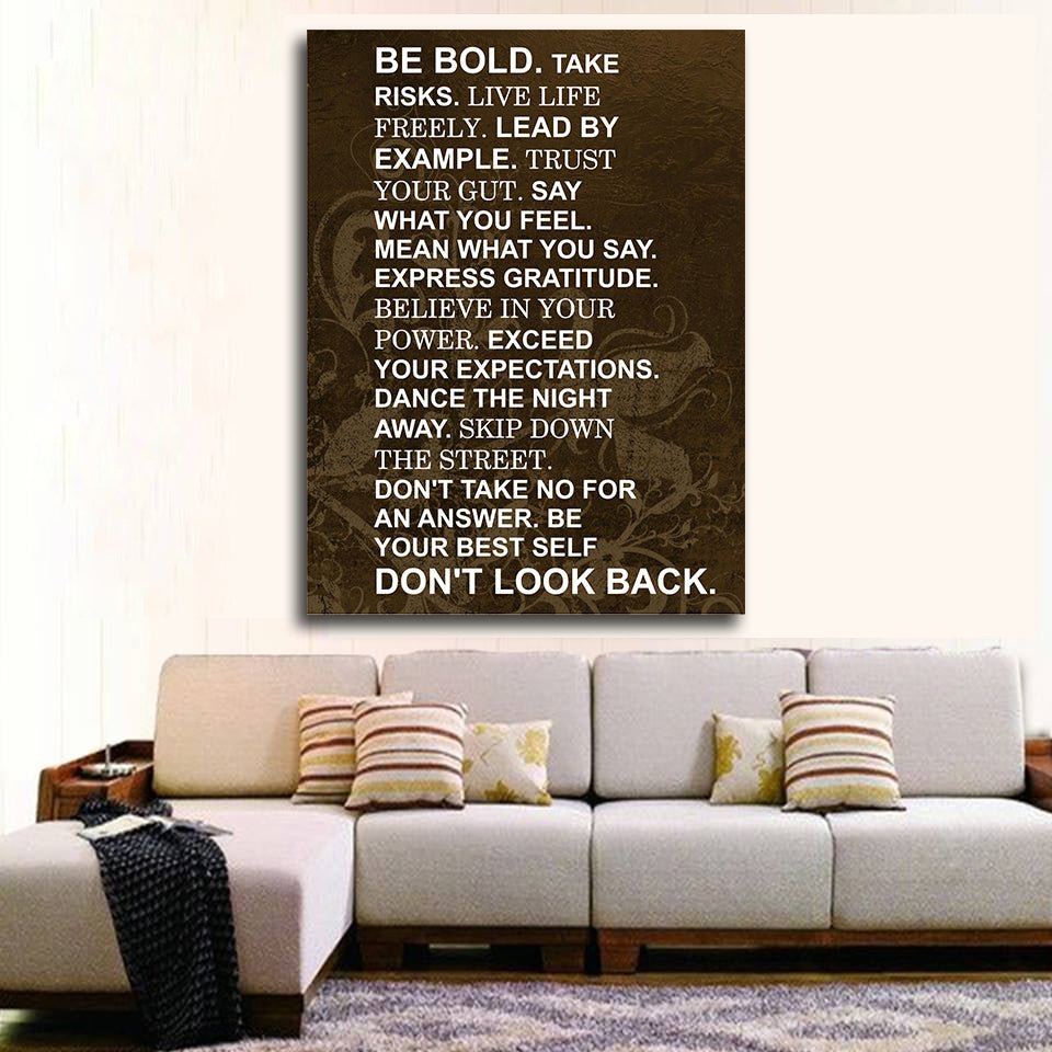 Be Bold Take Risks Live Life Freely motivational canvas wall art