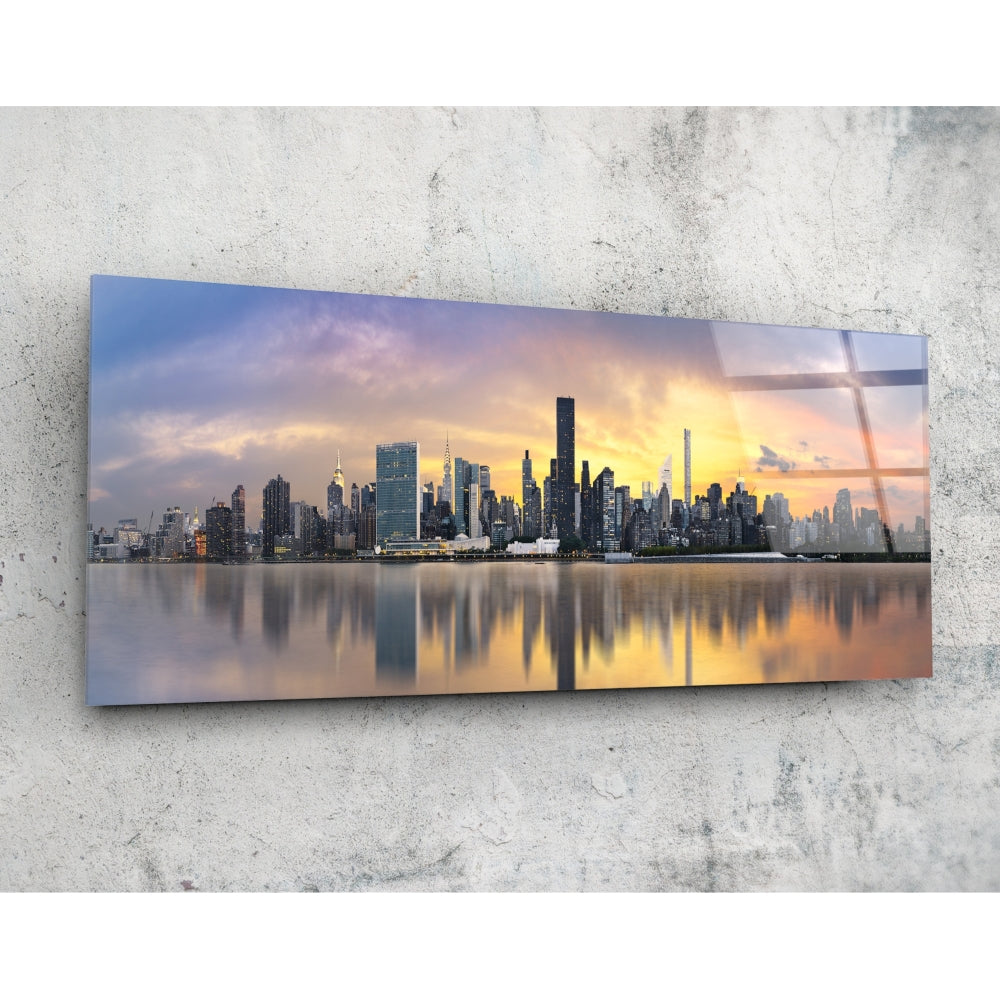 NYC skyline glass wall art