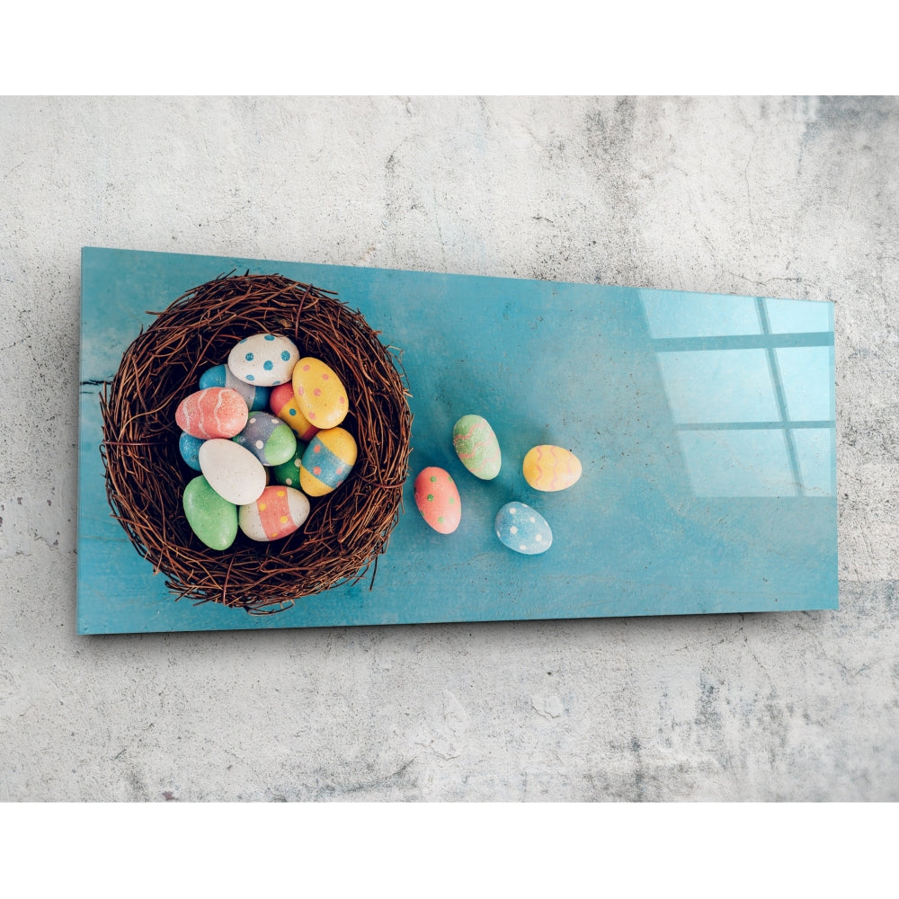 Eggs glass wall art print