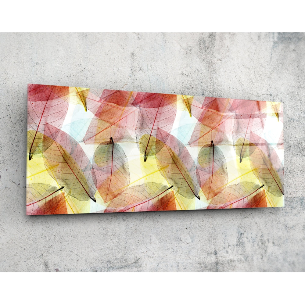 Colored Leaves floral glass wall art