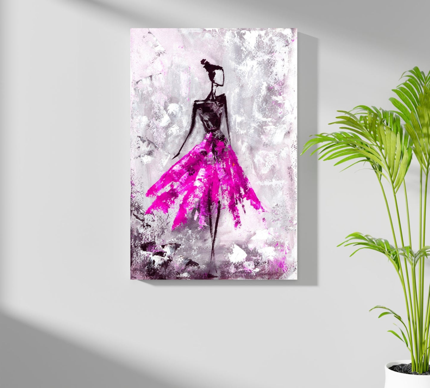 Lady in Pink Dress Metal Wall Art