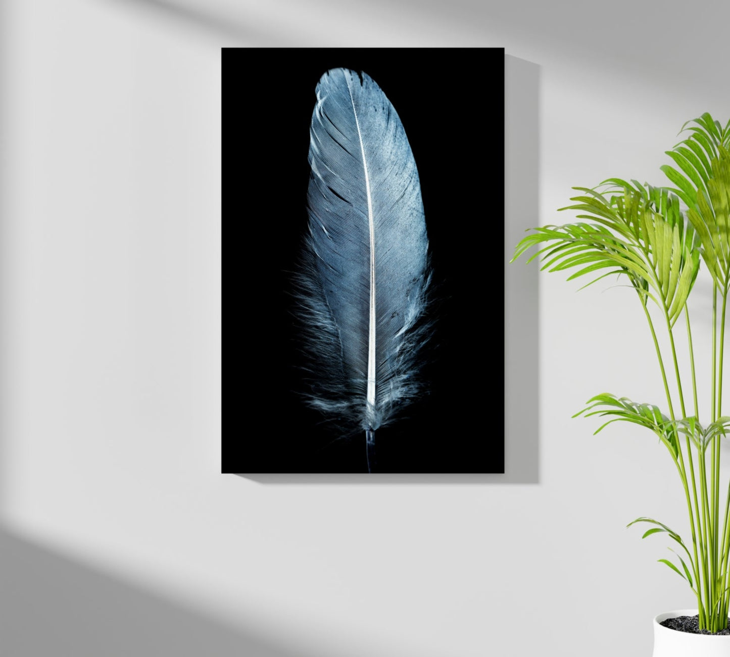 Blue Feather Metal Wall Art