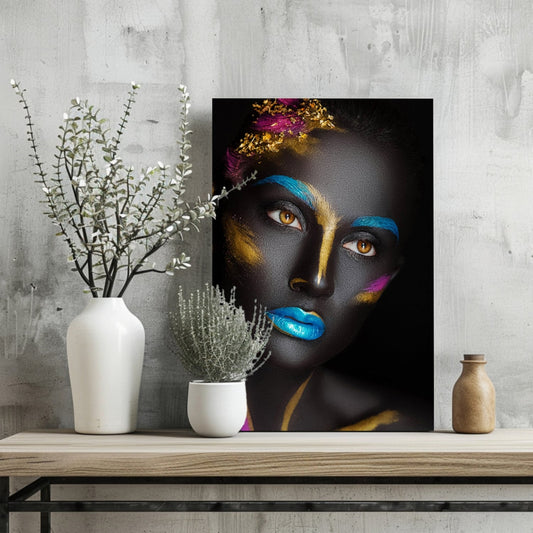 Blue Lips Gold Leaf Aluminum Print