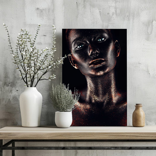 Copper Glitter Woman Aluminum Print