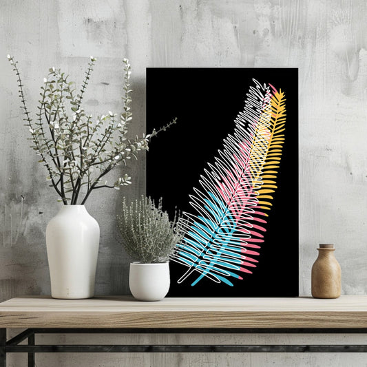 Neon Gradient Scribble Fern Aluminum Print