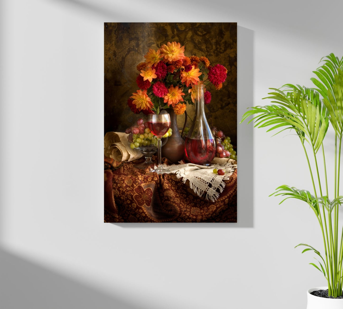 Wine and Flowers Metal Wall Art