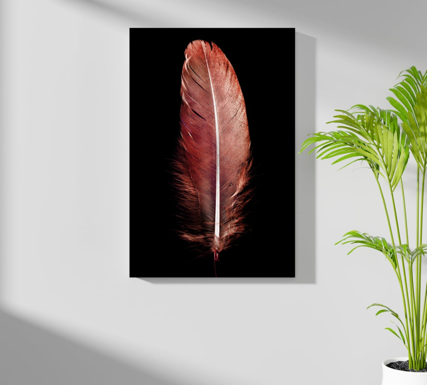 Red Feather Metal Wall Art