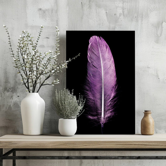 Purple Feather Metal Wall Art