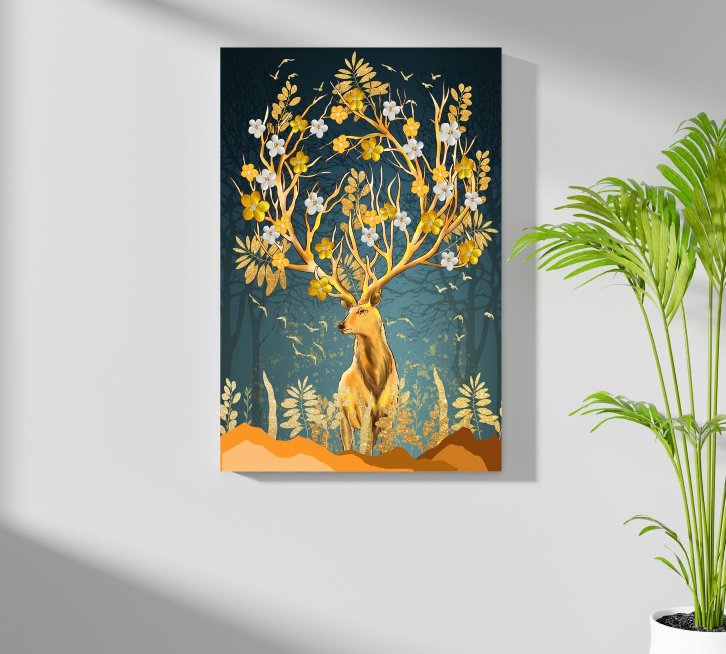 Golden Deer Metal Wall Art
