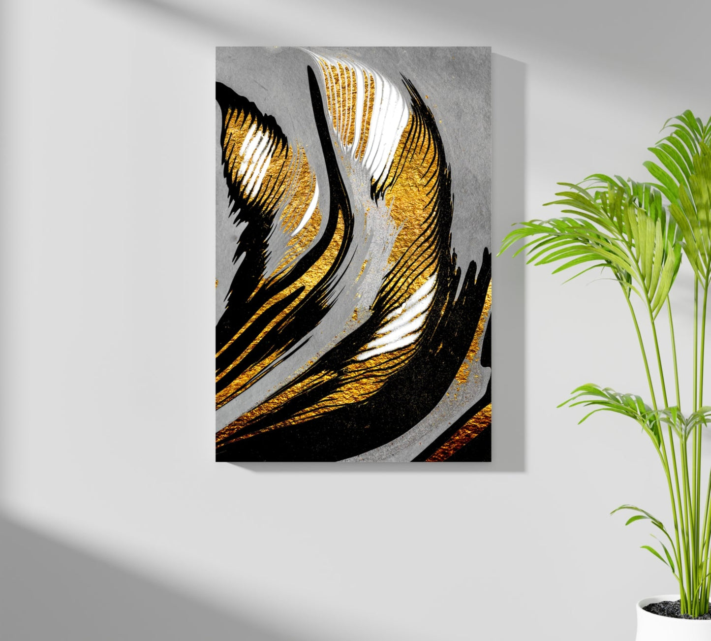 Gold-Gray Lines Metal Wall Art