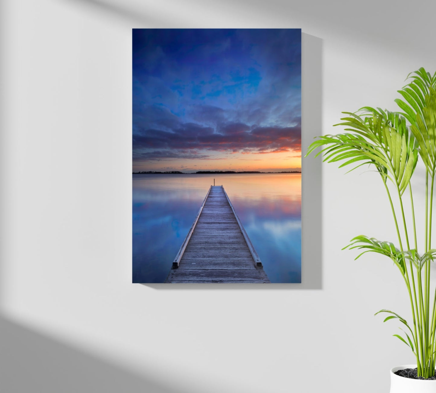 Dock View At Sunset Metal Wall Art