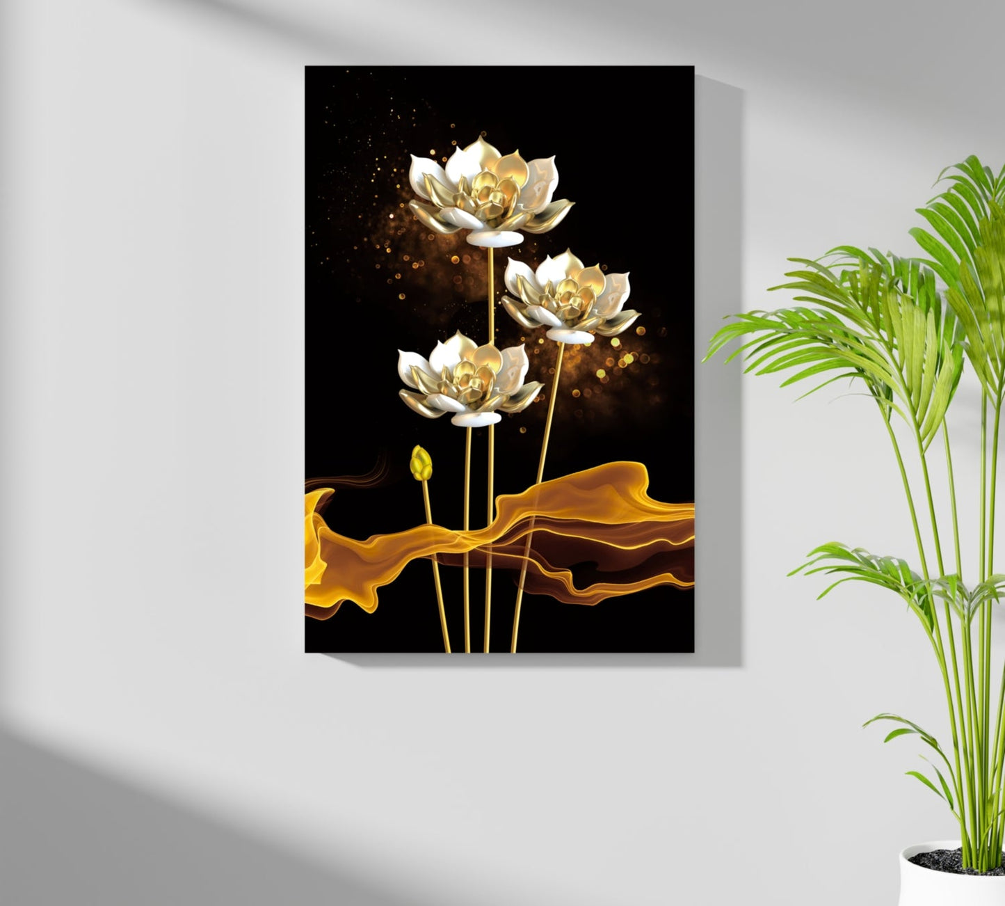 Golden Flower Abstract Metal Wall Art