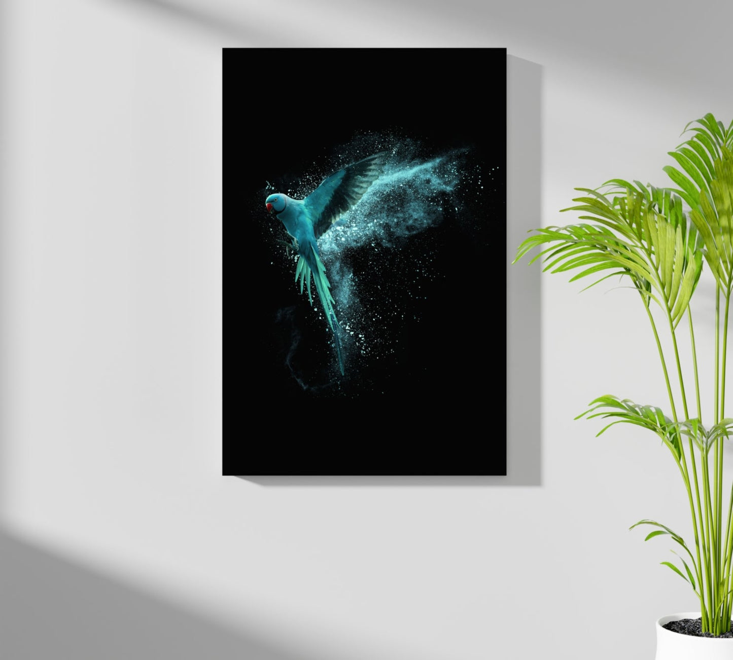 Teal Parrot Metal Wall Art
