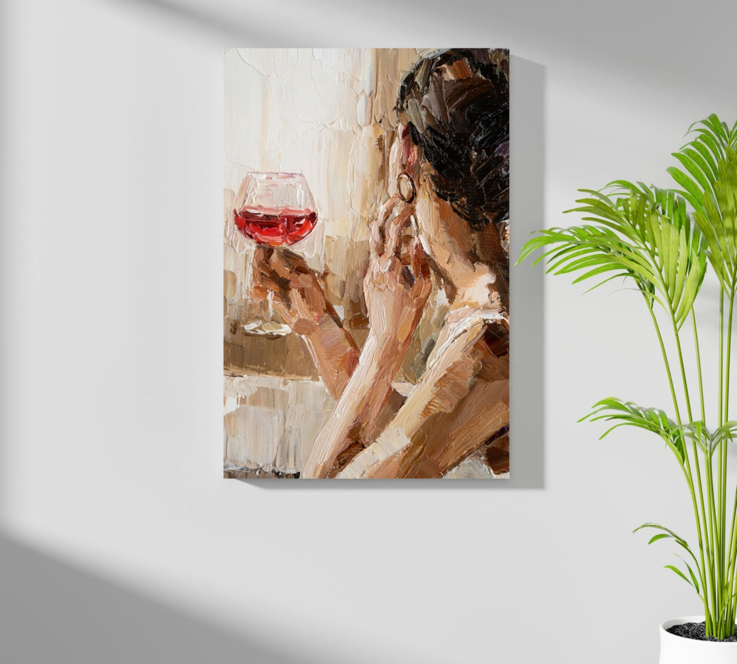 Woman Holding Wine Metal Wall Art