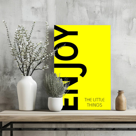 Neon Yellow Enjoy Slogan Aluminum Print