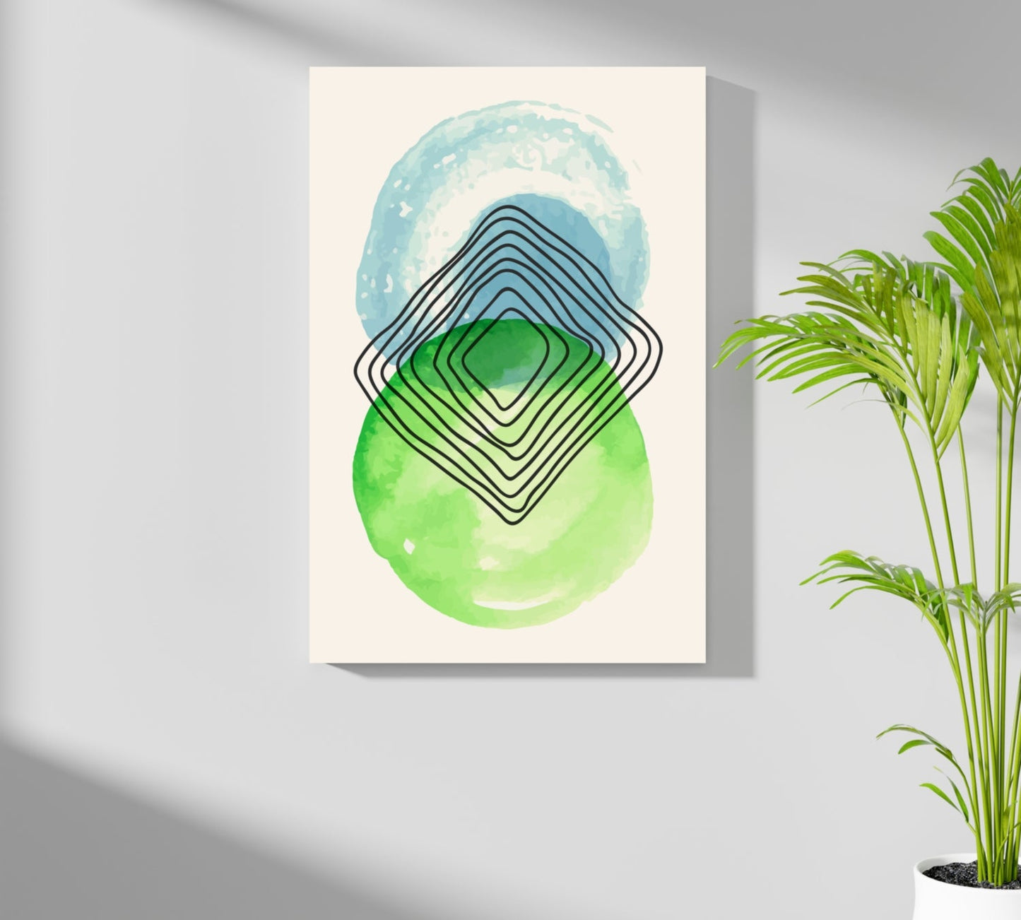 Green Blue Circles Abstract Aluminum Wall Art