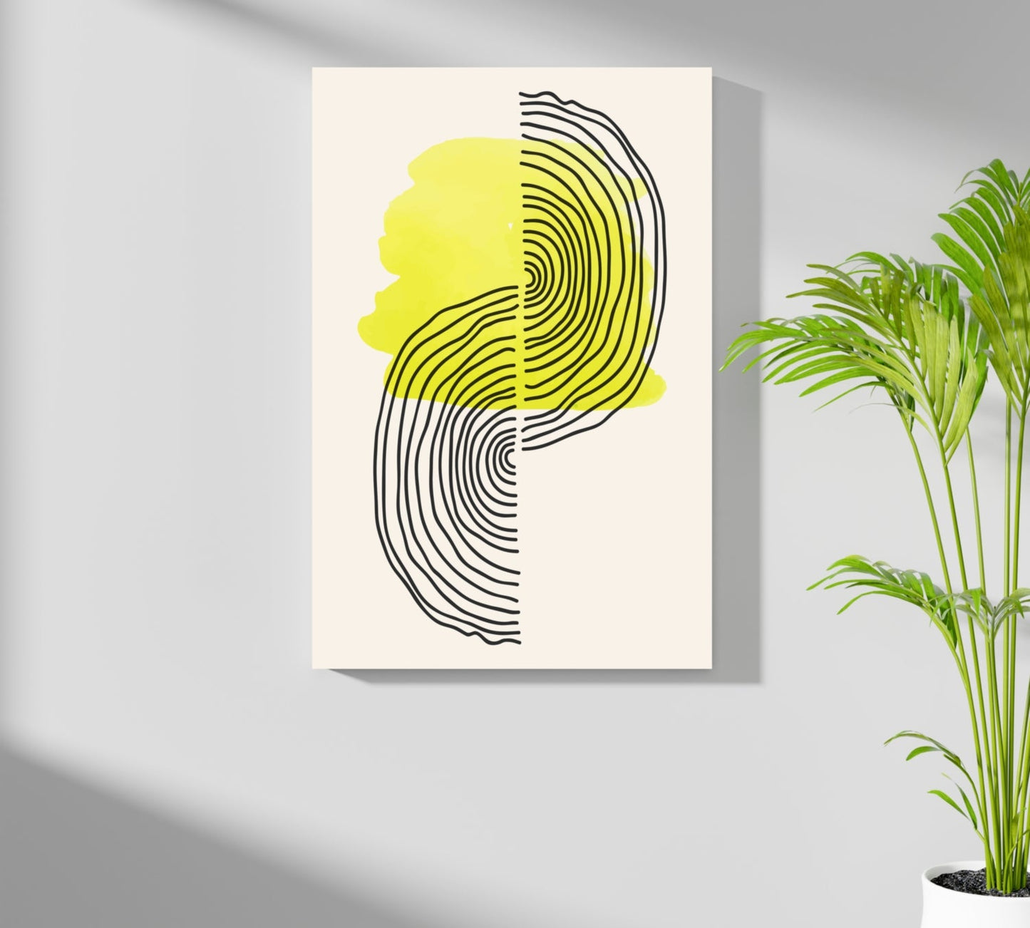 Yellow Line Art Abstract Aluminum Wall Art