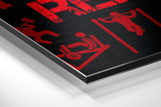 Gym Icons Fitness Slogan Metal Wall Art