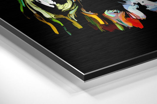 Neon Paint Strokes Woman Face Metal Wall Art