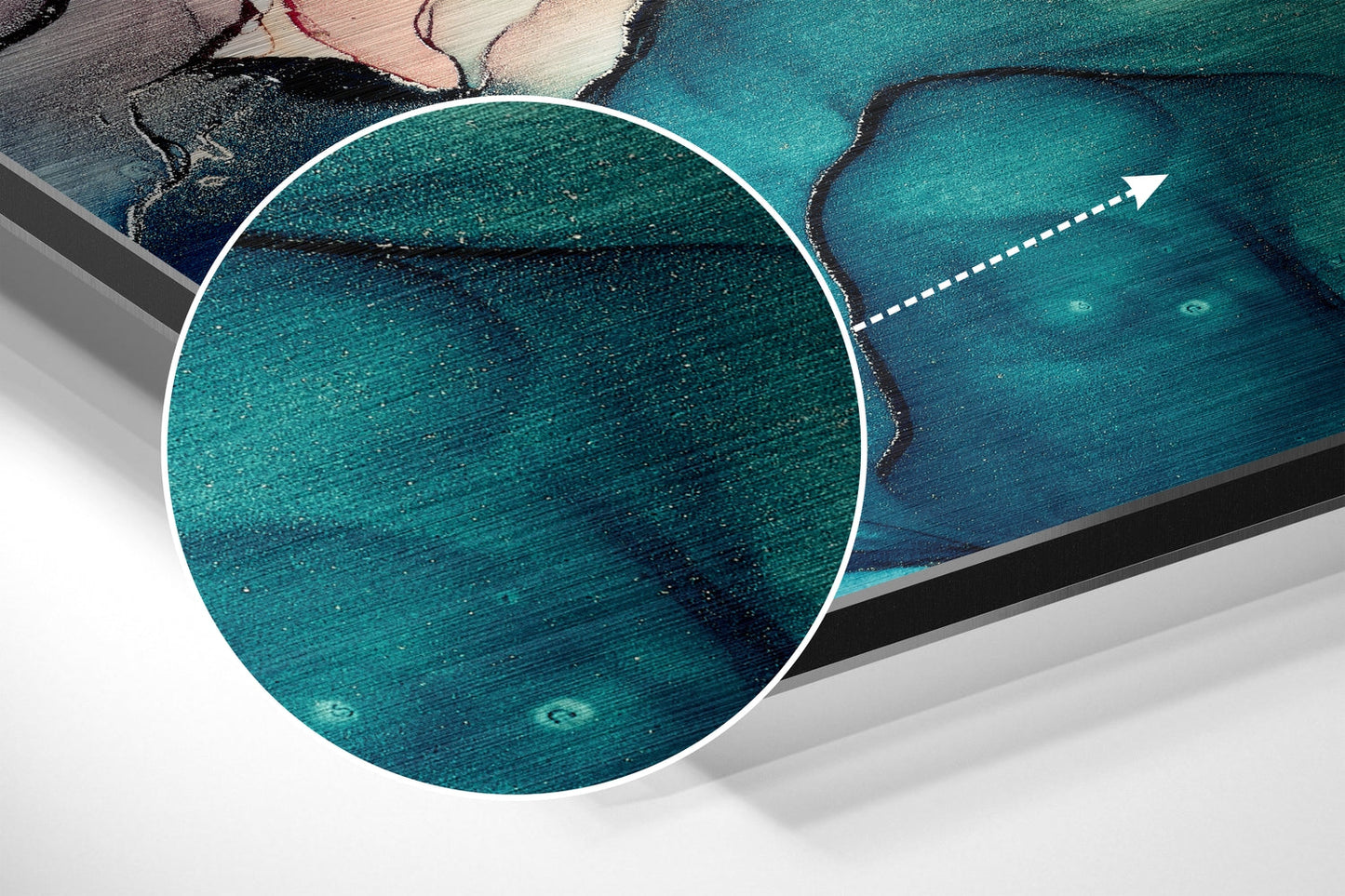 Teal Ochre Alcohol Ink Marble Metal Wall Art