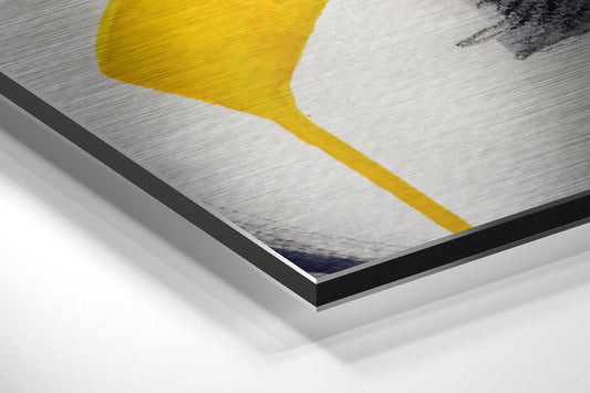 Yellow Tape Cross Over Lips Metal Wall Art