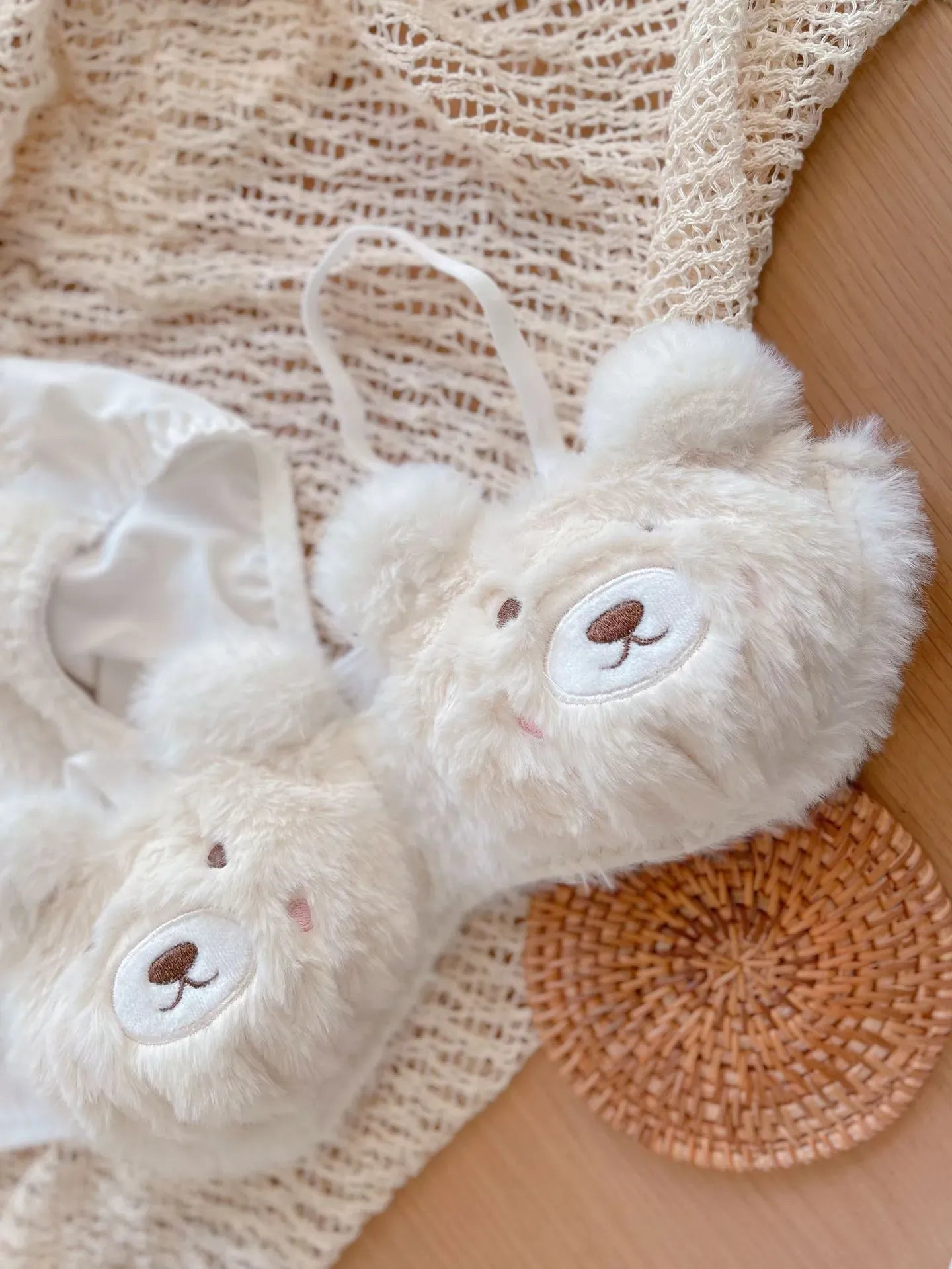 Teddy Bear Lingerie Set – Cozy Kawaii Plush Bra & Panty