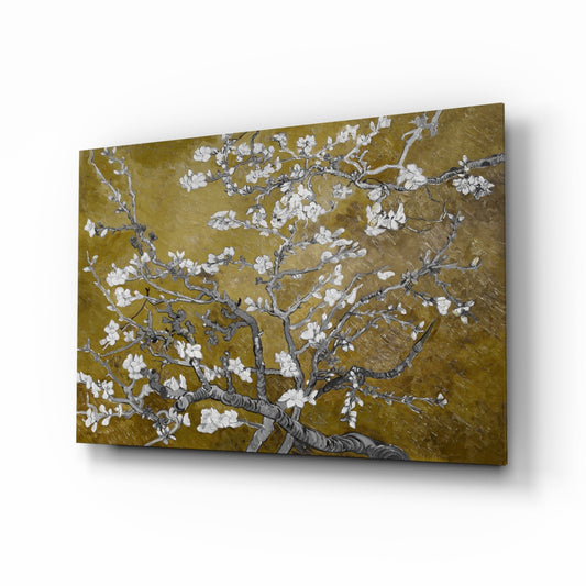 Van Gogh Almond Blossom Mustard Glass Wall Art