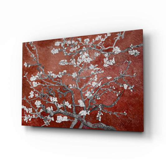Van Gogh Almond Blossom Rust Glass Wall Art