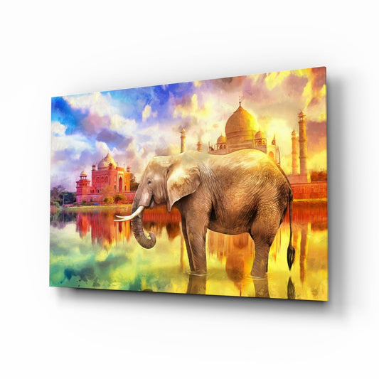 Indian Elephant Glass Wall Art