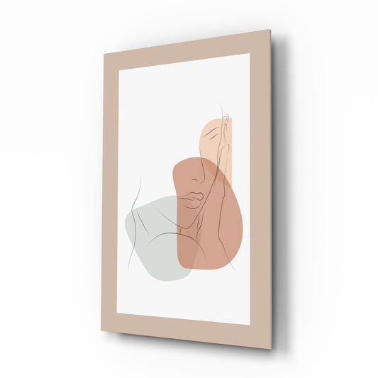 Couple Line Portrait Glass Wall Art