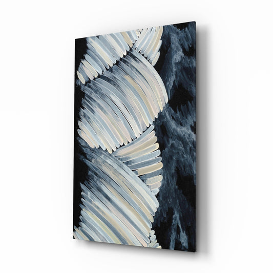 Feathered Frond Monochrome Glass Wall Art