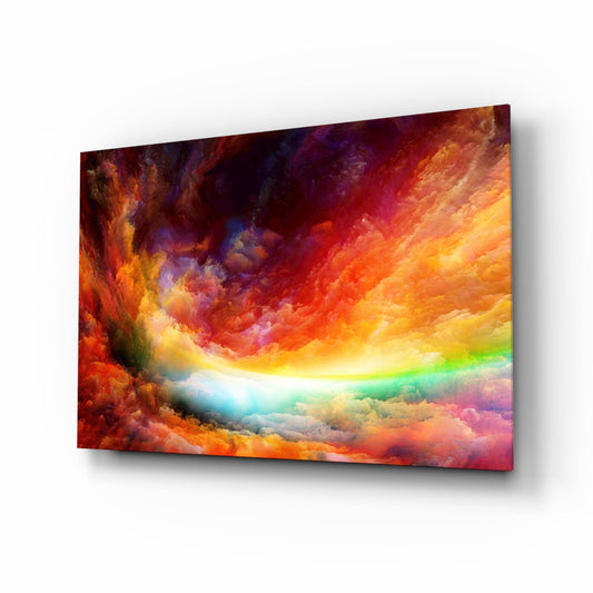 Rainbow Cosmic Clouds Glass Wall Art