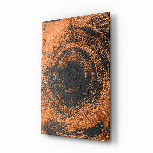 Copper Spiral Abstract Glass Wall Art