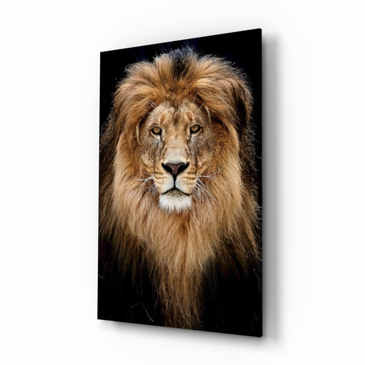 Amber-Eye Lion Portrait Glass Wall Art