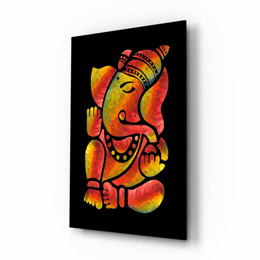 Stylized Ganesha Glass Wall Art