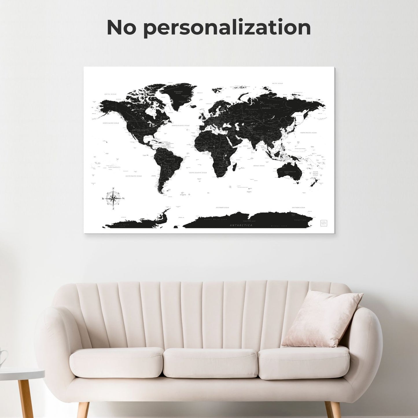 Onyx World Map Canvas Wall Art