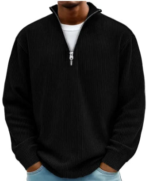 corduroy pullover men’s half zip black
