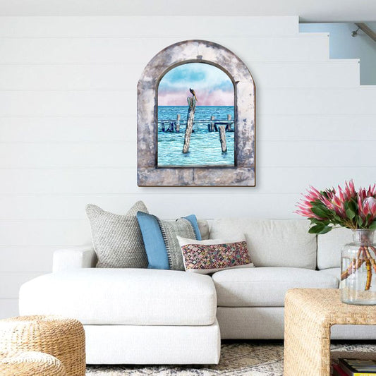 Pelican Wood Wall Art - Coastal Shoreline Decor