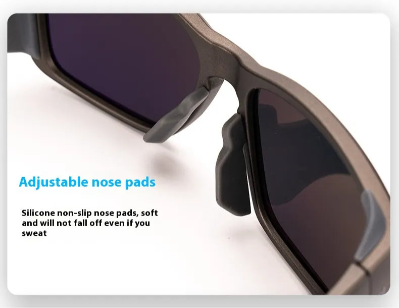 Fishing Sunglasses with adjustable nose pads on a white background