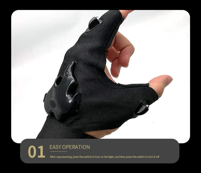 Black glove with a switch on a white background