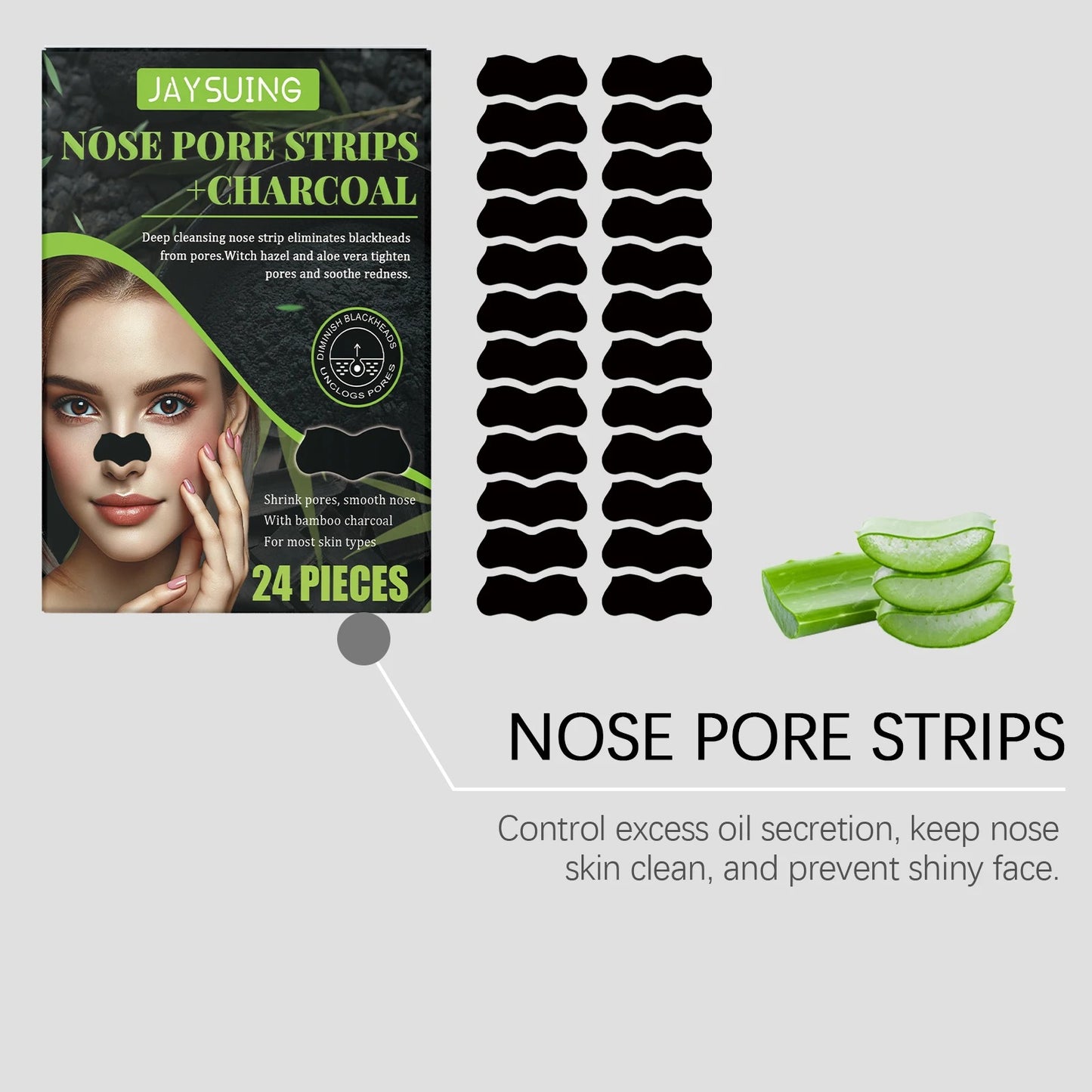 Nose pore strips that control excess oil secretion to keep nose skin clean and prevent shiny face