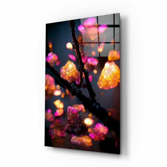 Fire Blooms Amber Glass Wall Art
