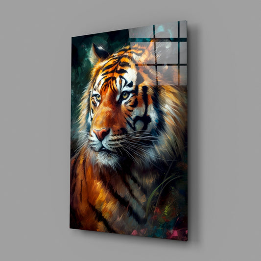 Tiger Portrait Glass Wall Art