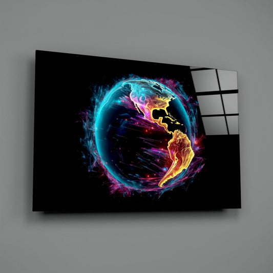 Amber Magenta World Glass Wall Art