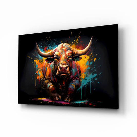 Bull Glass Wall Art