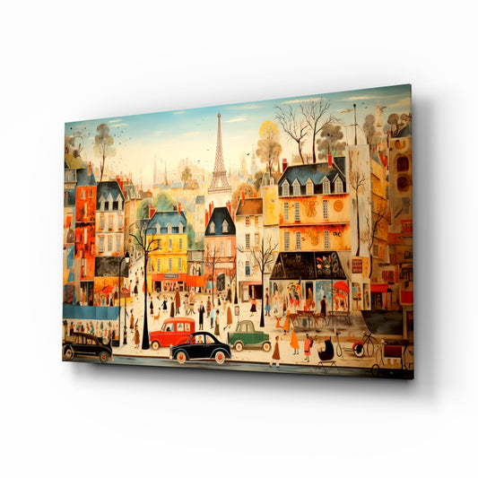 Paris City Life Glass Wall Art