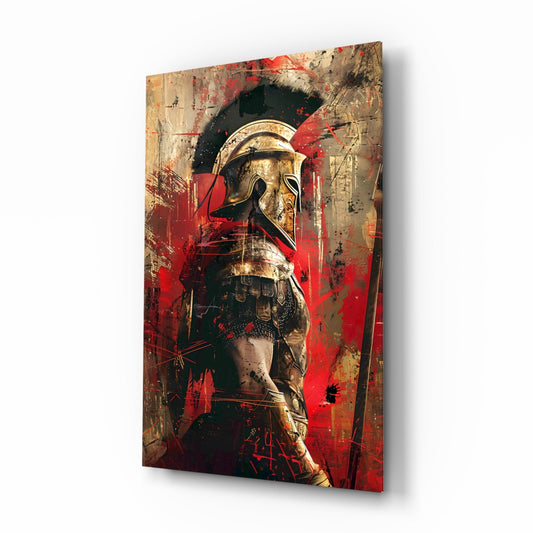 Scarlet Gold Gladiator Glass Wall Art