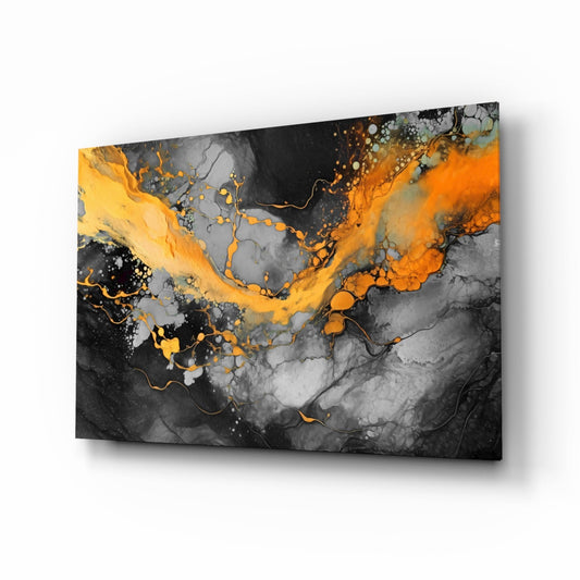 Tangerine Gold Marble Glass Wall Art